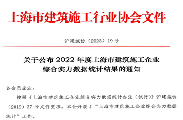 BJL平台建设集团连续七年蝉联“上海市进沪施工30强企业第一名”